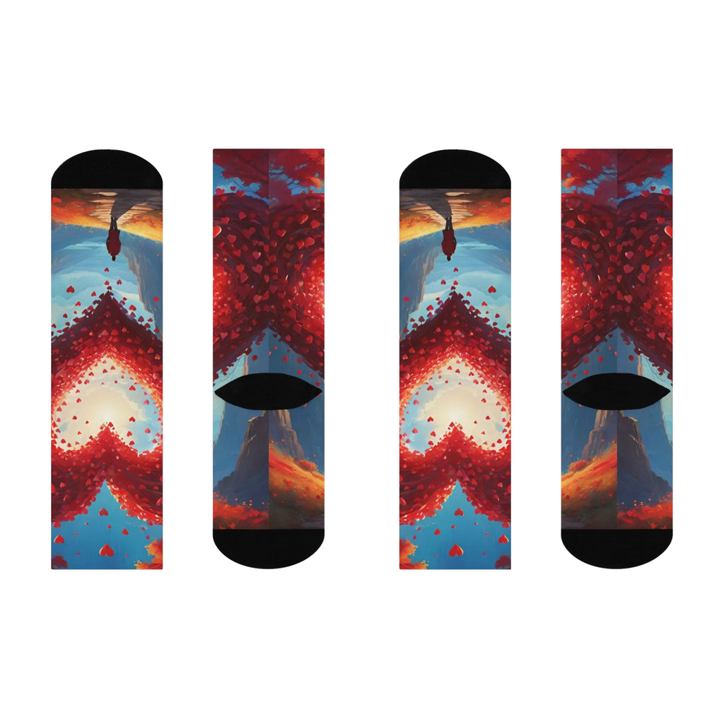 Ethereal Heart Horizon socks- Dreamy Silhouette and sunset Path Print