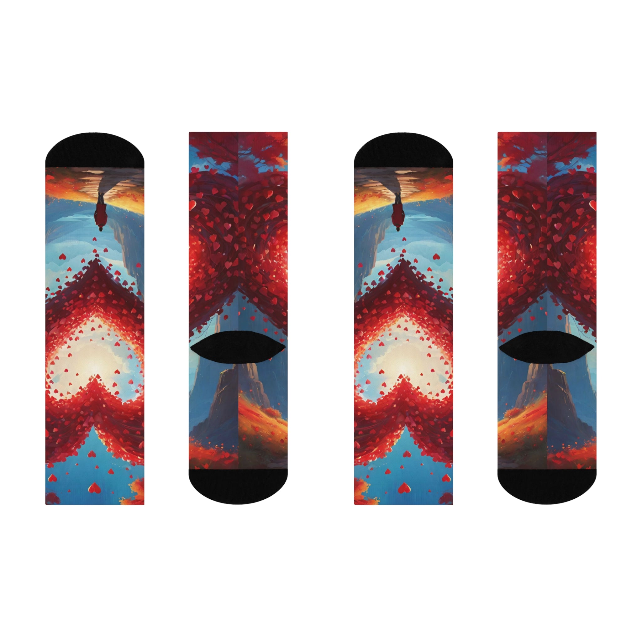 Ethereal Heart Horizon socks- Dreamy Silhouette and sunset Path Print