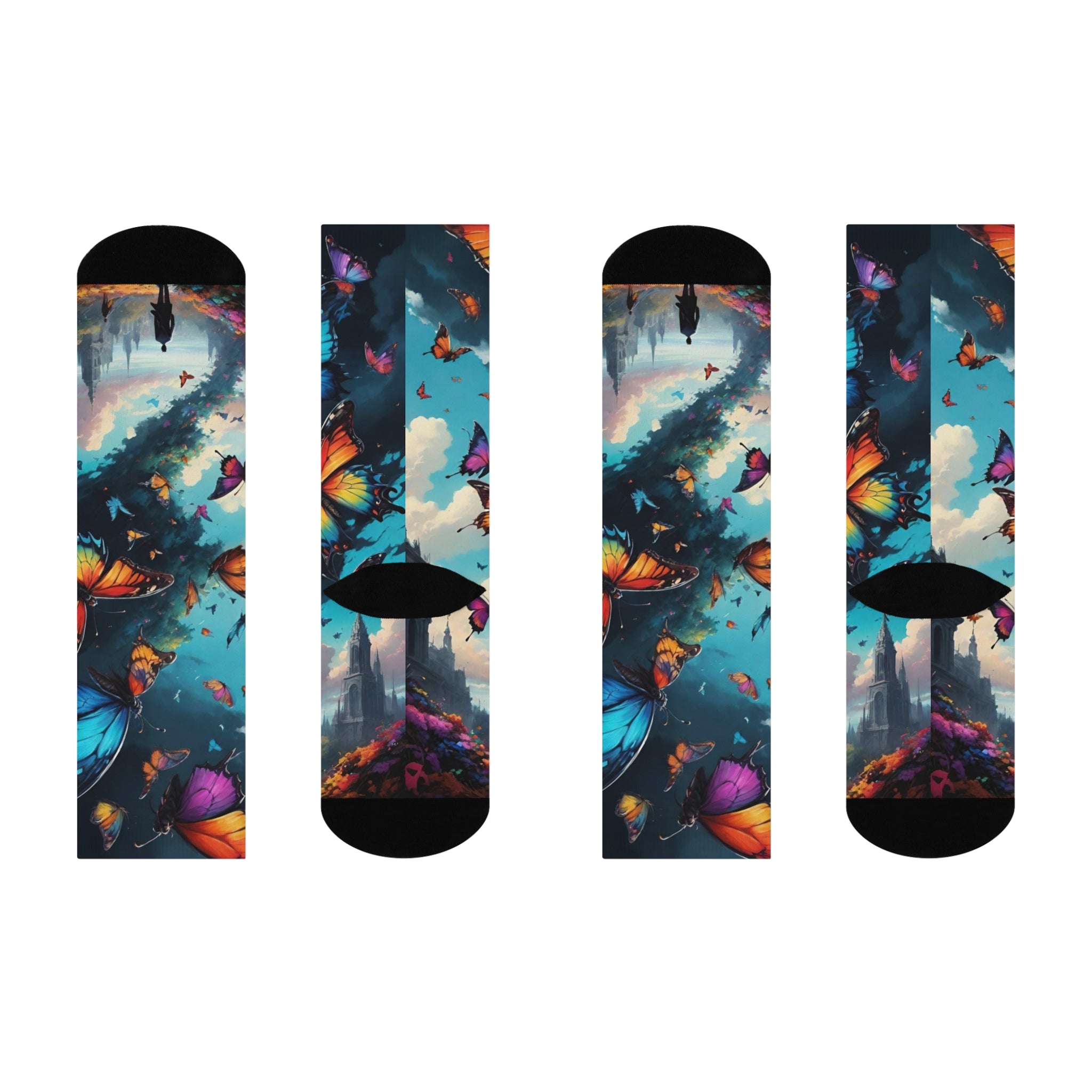 Mystic Butterfly Art Socks- Colorful Night