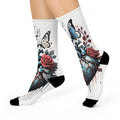 Anatomical Heart with Roses and Butterflies Crew Socks | Cushioned