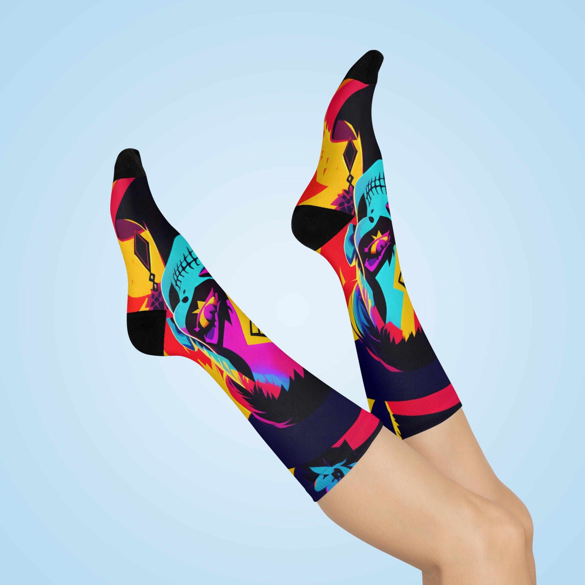 Neon katrina Cushioned Crew Socks | Day of the Dead Calavera Pattern