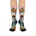Sugar Skull Floral Crew Socks | Day of the Dead Calavera Design