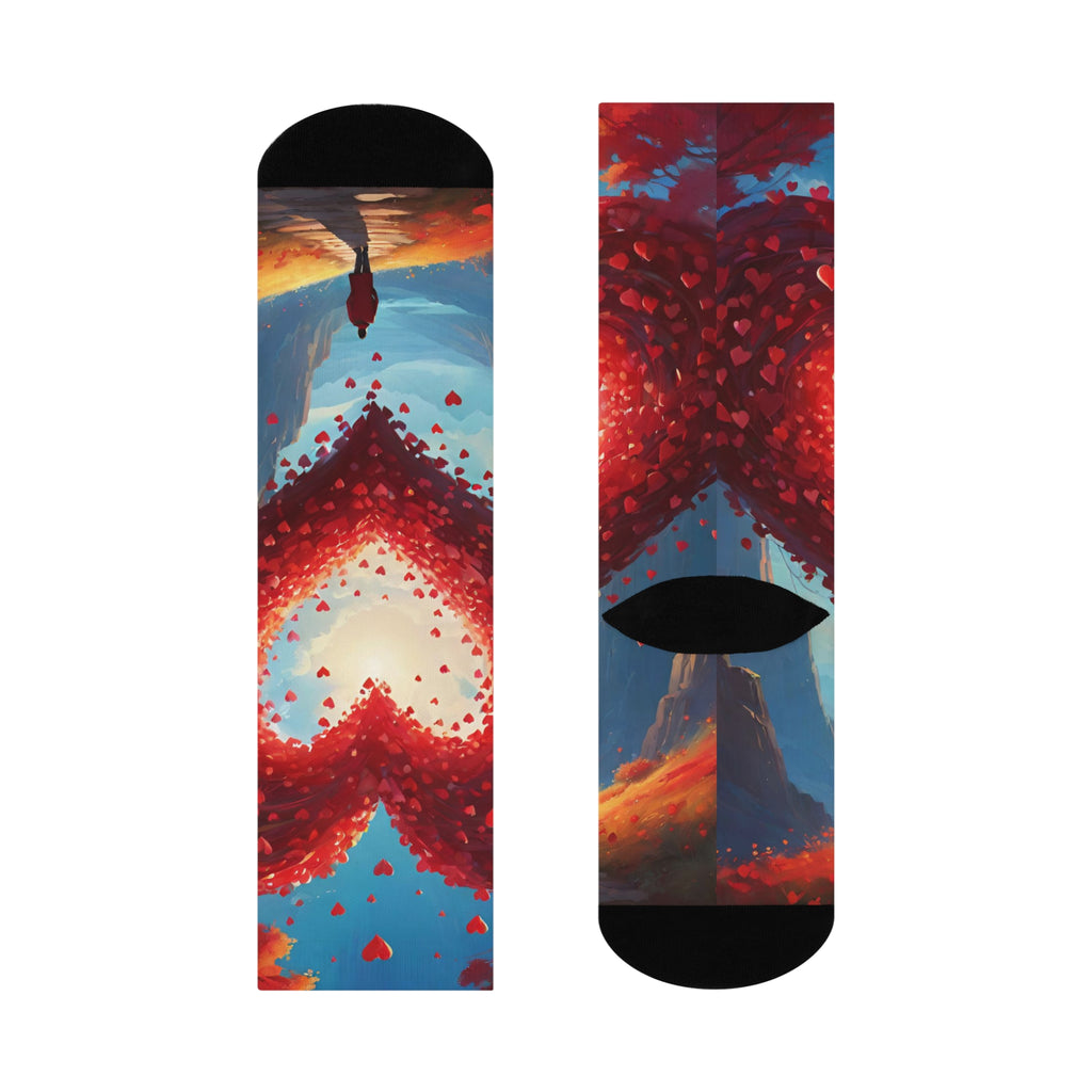 Ethereal Heart Horizon socks- Dreamy Silhouette and sunset Path Print