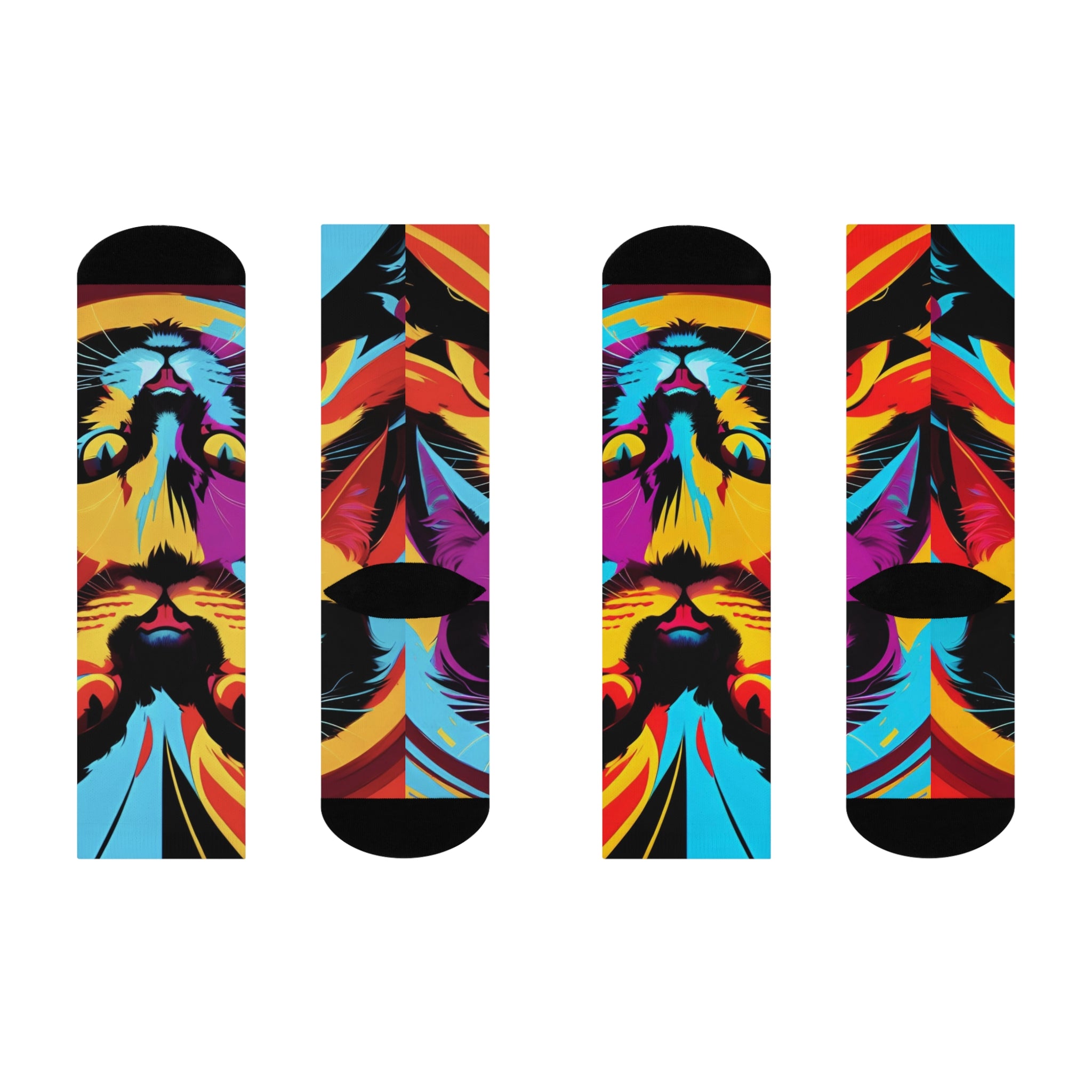 Art Cat Crew Socks- Vibrant Retro streetwear design.